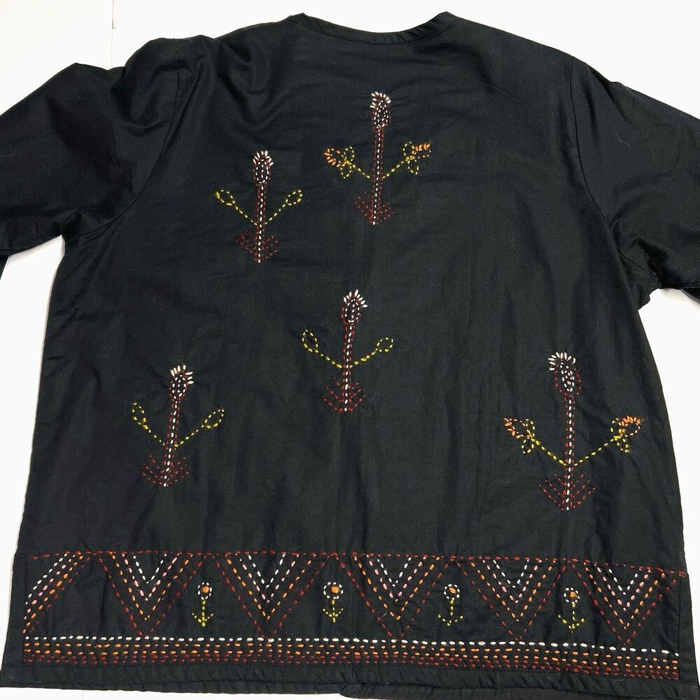 Market Place Cotton V-neck Embroidered Jacket Ethnic Boho Art to Wear Medium - Picture 6 of 16